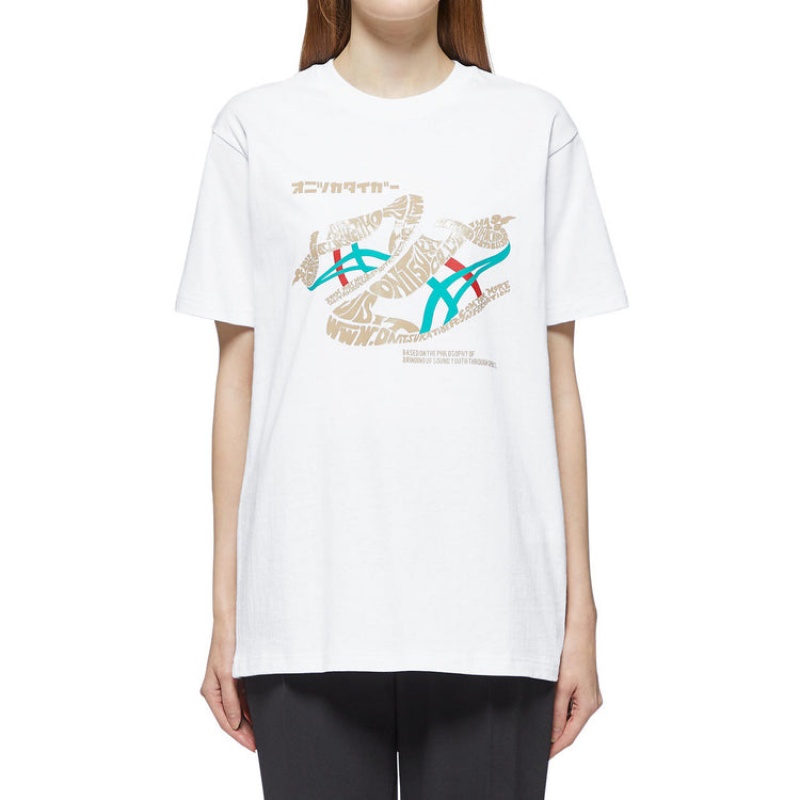 White Men's Onitsuka Tiger Graphic T Shirts Online India | P8E-0091