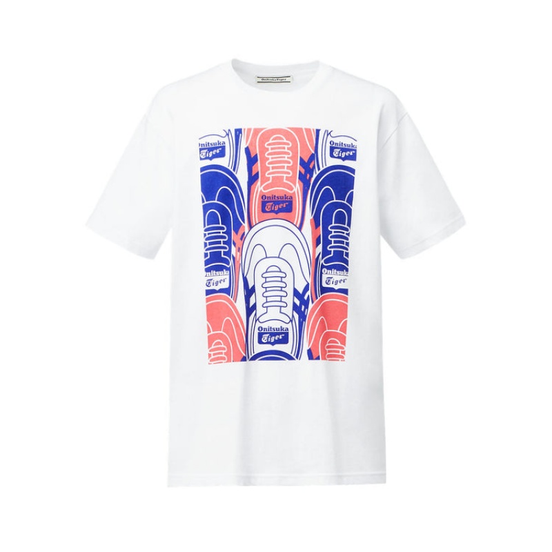 White Men\'s Onitsuka Tiger Graphic T Shirts Online India | V1Q-2478