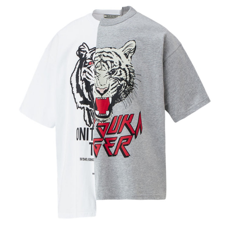 White Men's Onitsuka Tiger Graphic T Shirts Online India | Z9D-8625