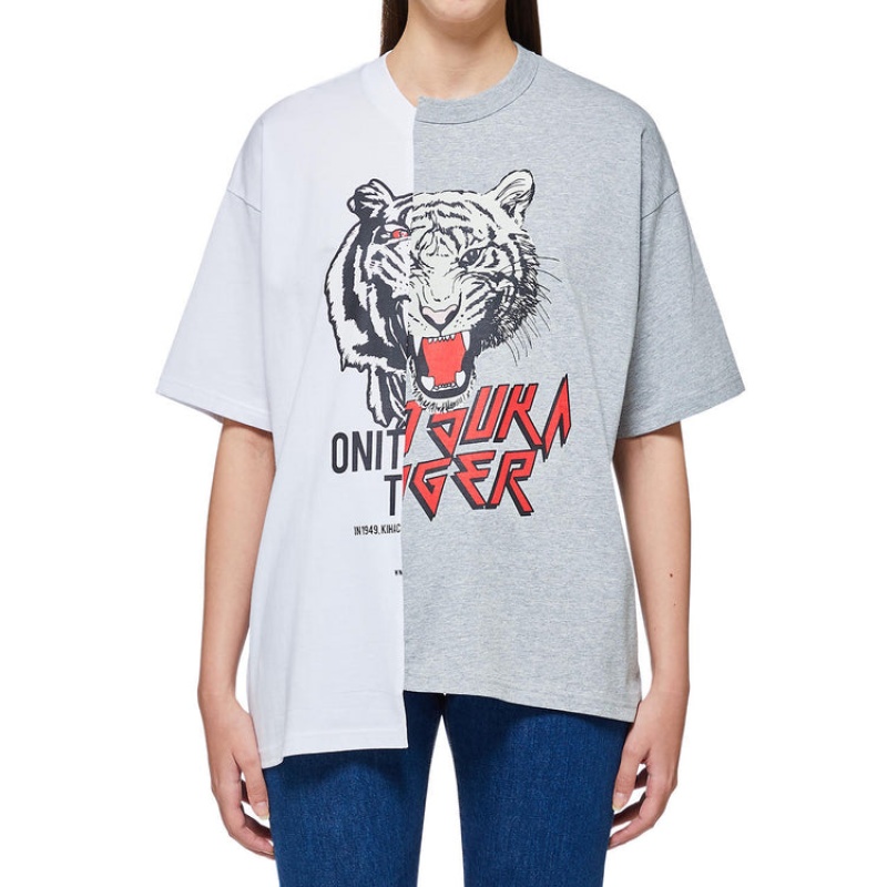 White Men's Onitsuka Tiger Graphic T Shirts Online India | Z9D-8625