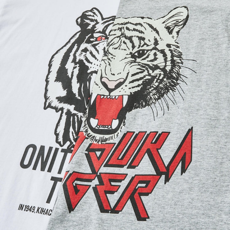 White Men's Onitsuka Tiger Graphic T Shirts Online India | Z9D-8625