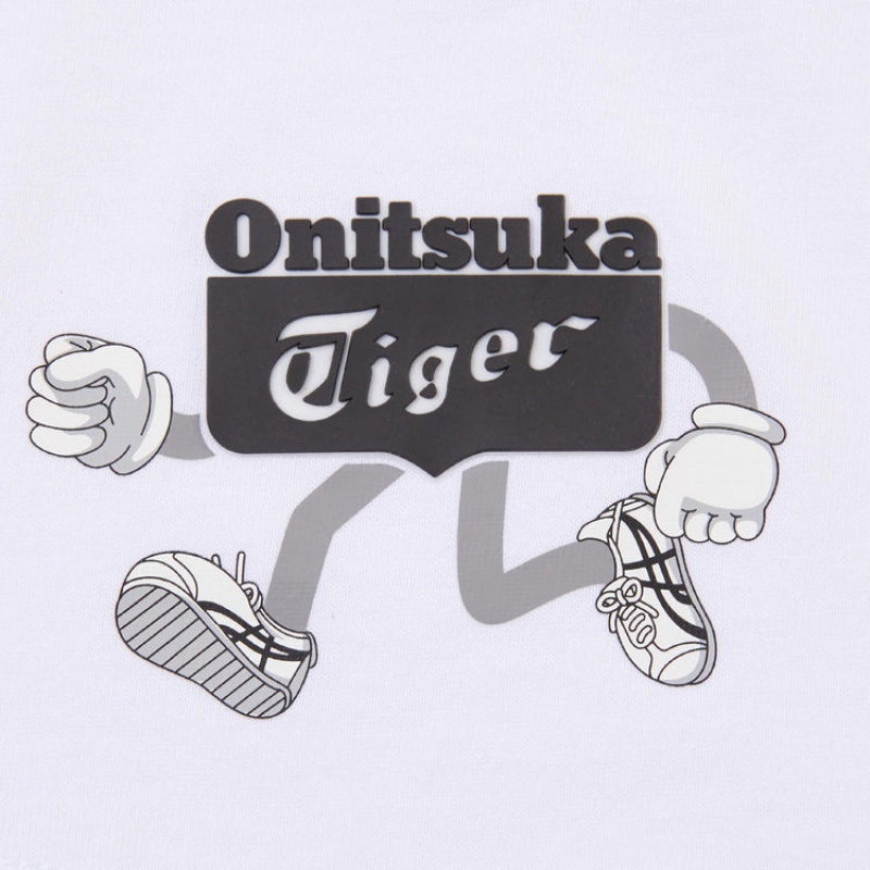 White Men's Onitsuka Tiger Graphic T Shirts Online India | H9T-2593