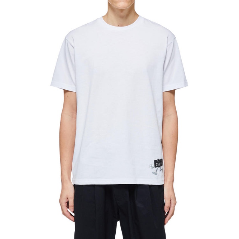 White Men's Onitsuka Tiger Graphic T Shirts Online India | H9T-2593