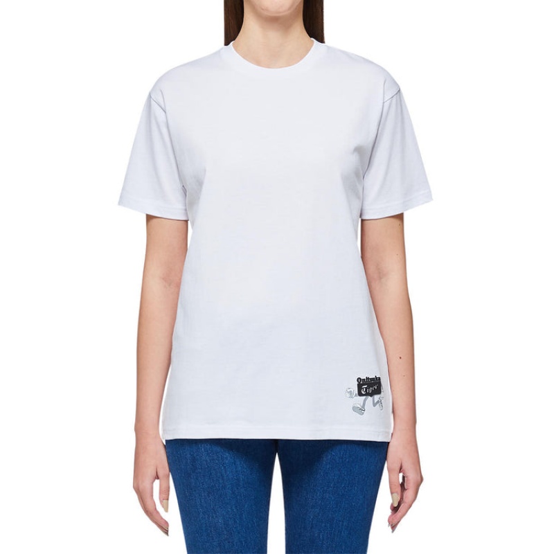 White Men's Onitsuka Tiger Graphic T Shirts Online India | H9T-2593