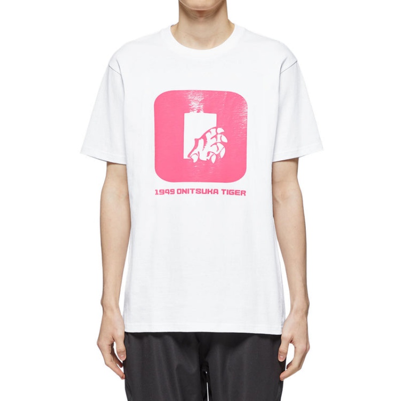 White Men's Onitsuka Tiger Graphic T Shirts Online India | Y3B-7395