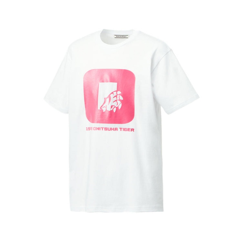 White Men's Onitsuka Tiger Graphic T Shirts Online India | Y3B-7395