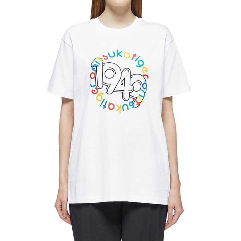 White Men's Onitsuka Tiger Graphic T Shirts Online India | B5K-0560