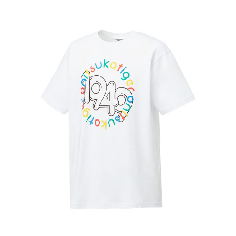 White Men's Onitsuka Tiger Graphic T Shirts Online India | B5K-0560