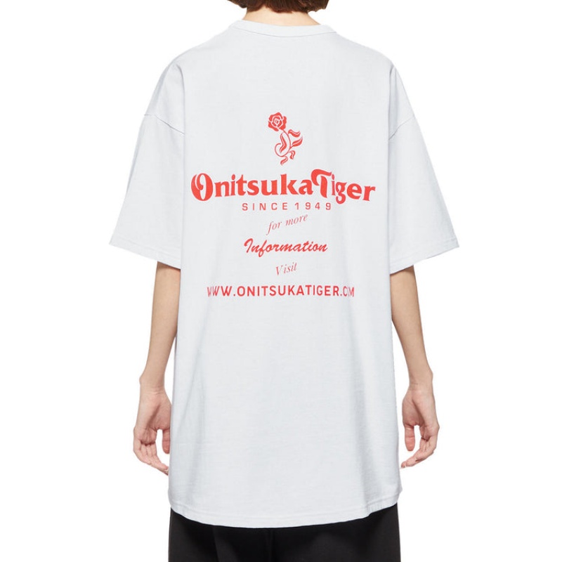 White Men's Onitsuka Tiger Graphic T Shirts Online India | Q0O-3066