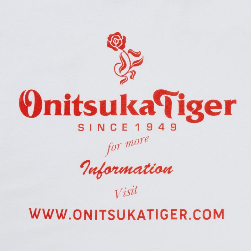 White Men's Onitsuka Tiger Graphic T Shirts Online India | Q0O-3066