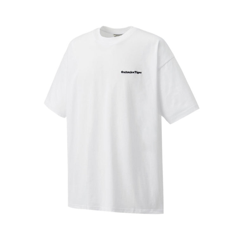 White Men's Onitsuka Tiger Graphic T Shirts Online India | U4I-6383