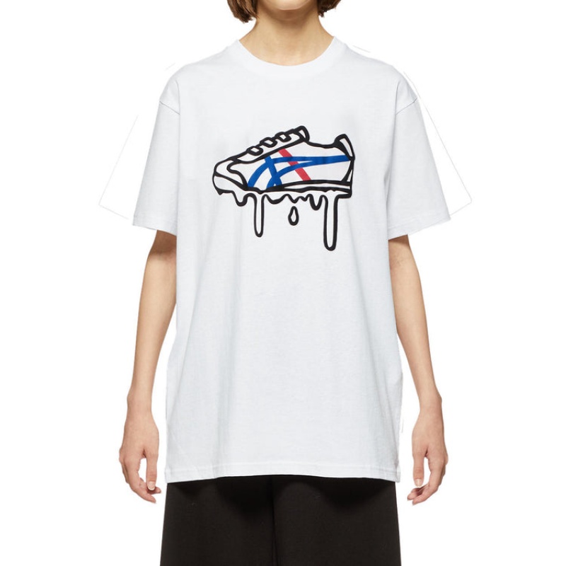 White Men's Onitsuka Tiger Graphic T Shirts Online India | E3N-4873