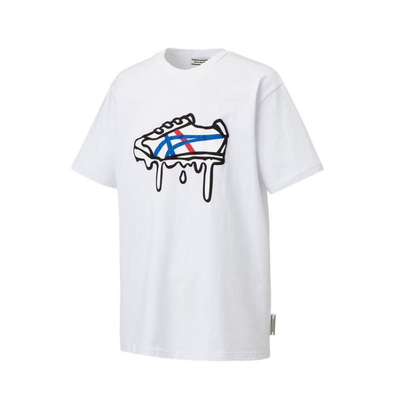 White Men's Onitsuka Tiger Graphic T Shirts Online India | E3N-4873