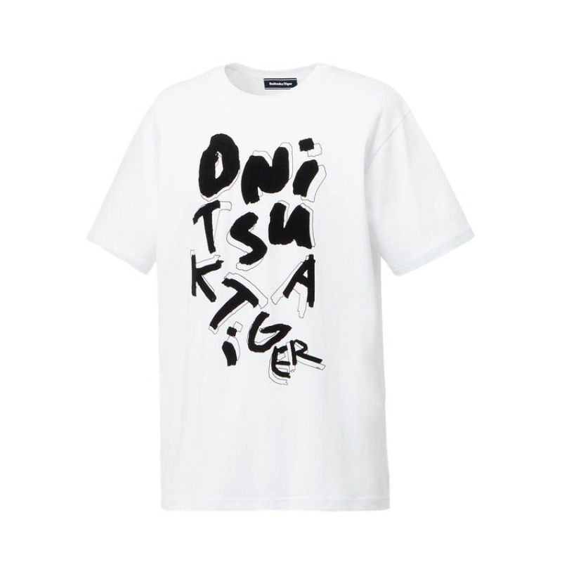 White Men's Onitsuka Tiger Graphic T Shirts Online India | L0W-7454