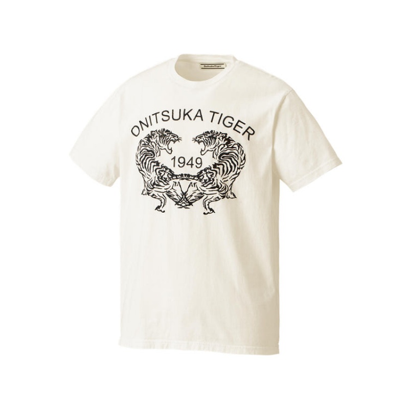 White Men's Onitsuka Tiger Graphic T Shirts Online India | Y4E-2317