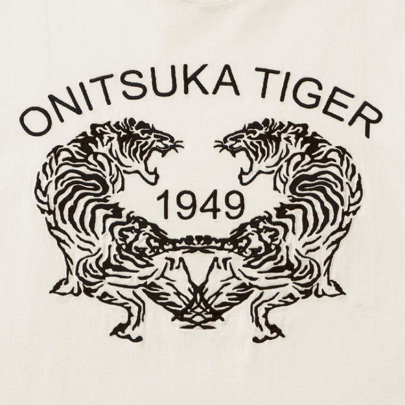 White Men's Onitsuka Tiger Graphic T Shirts Online India | Y4E-2317