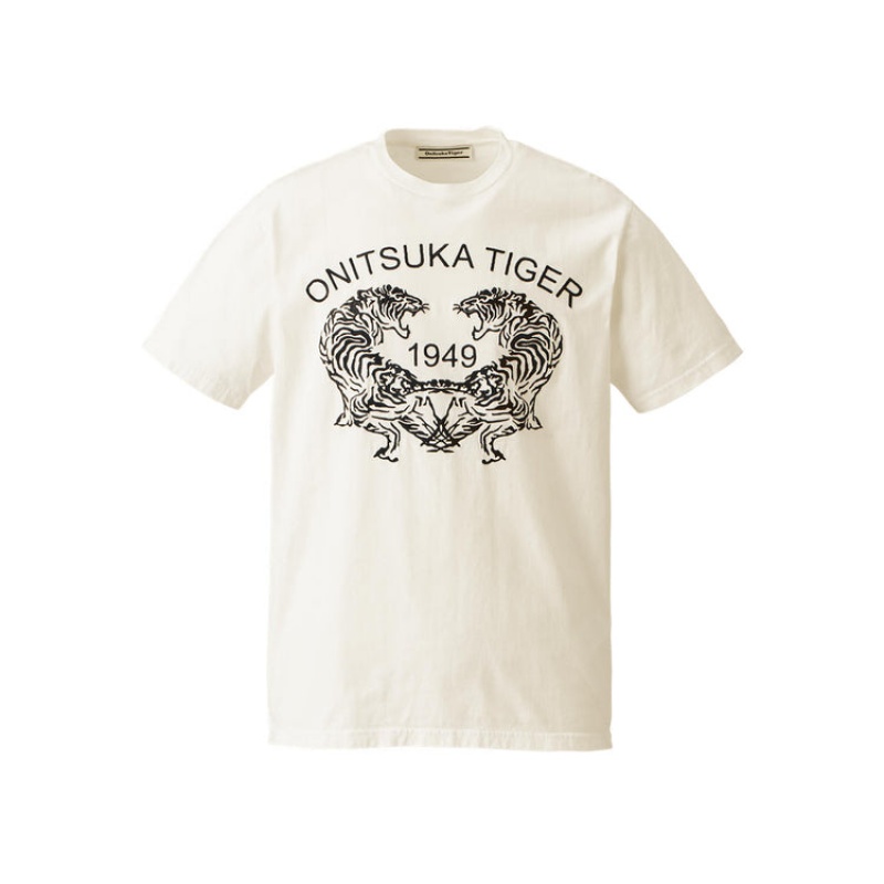 White Men\'s Onitsuka Tiger Graphic T Shirts Online India | Y4E-2317