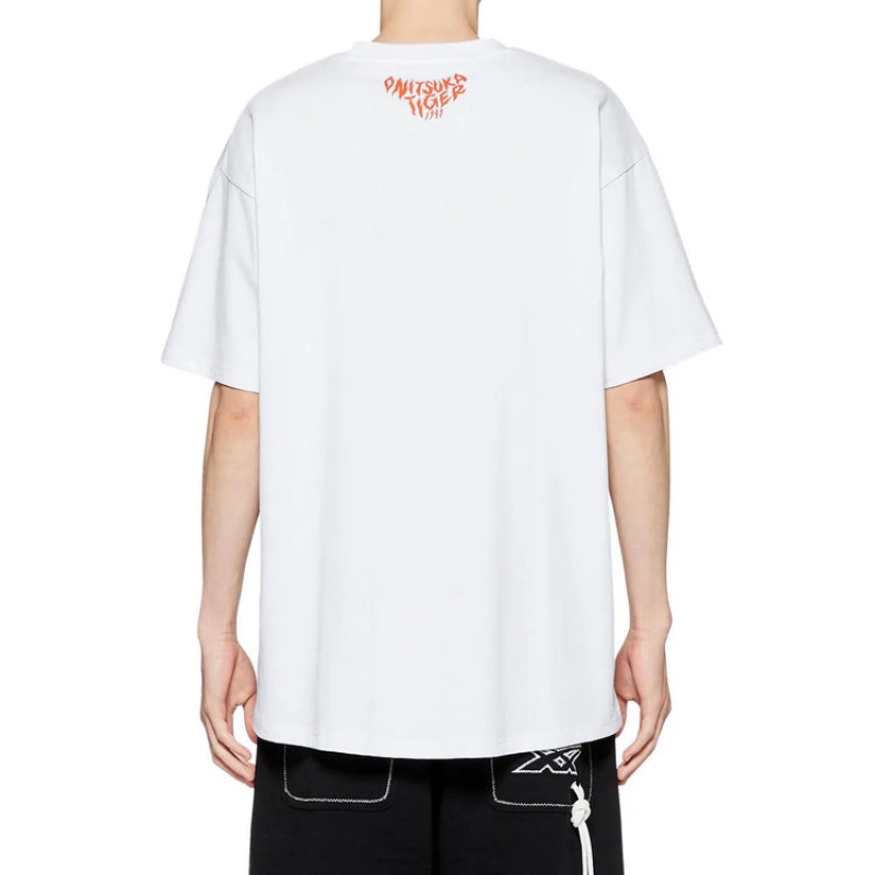 White Men's Onitsuka Tiger Graphic T Shirts Online India | Q5G-1053