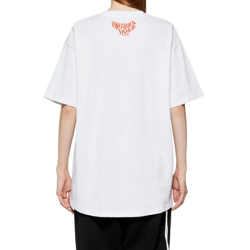 White Men's Onitsuka Tiger Graphic T Shirts Online India | Q5G-1053