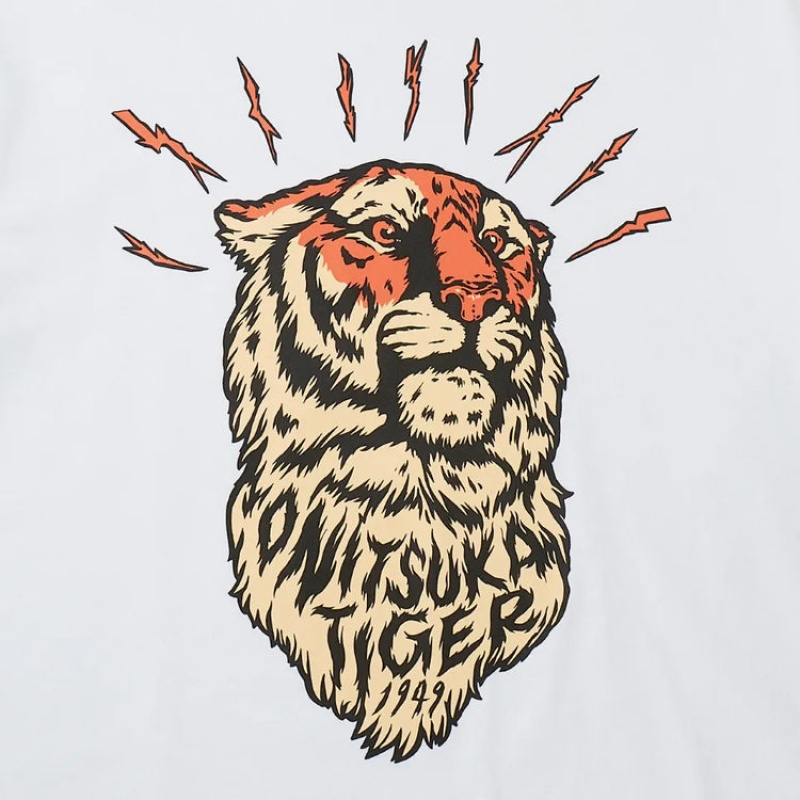 White Men's Onitsuka Tiger Graphic T Shirts Online India | Q5G-1053