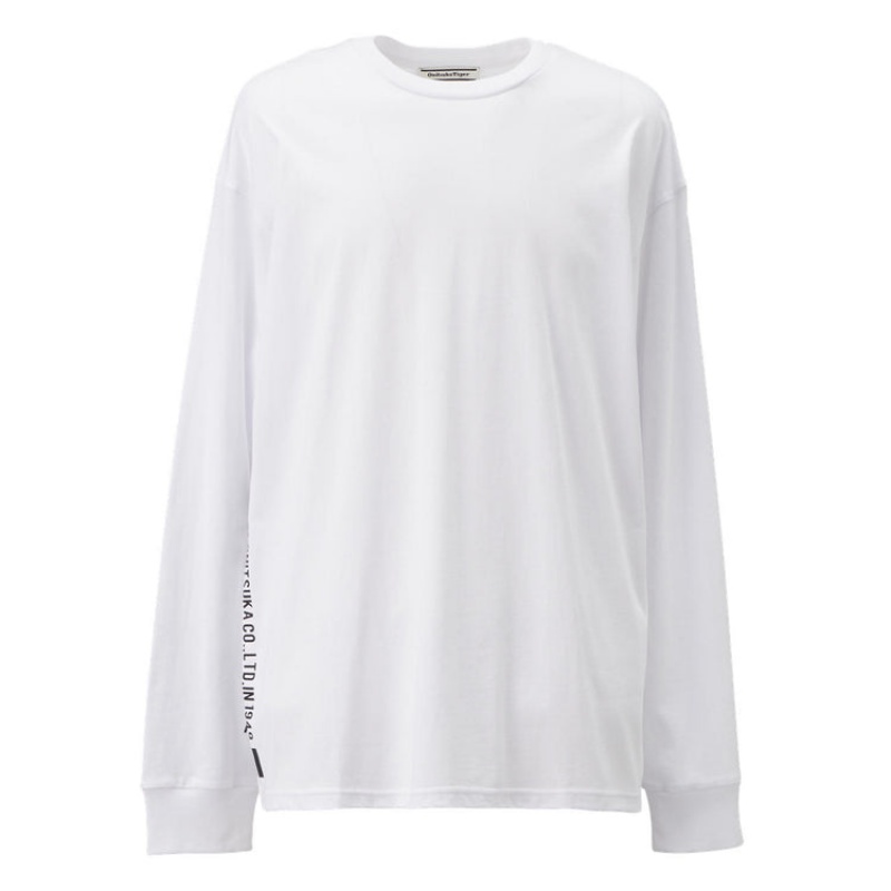 White Men\'s Onitsuka Tiger LS T Shirts Online India | O4A-6110