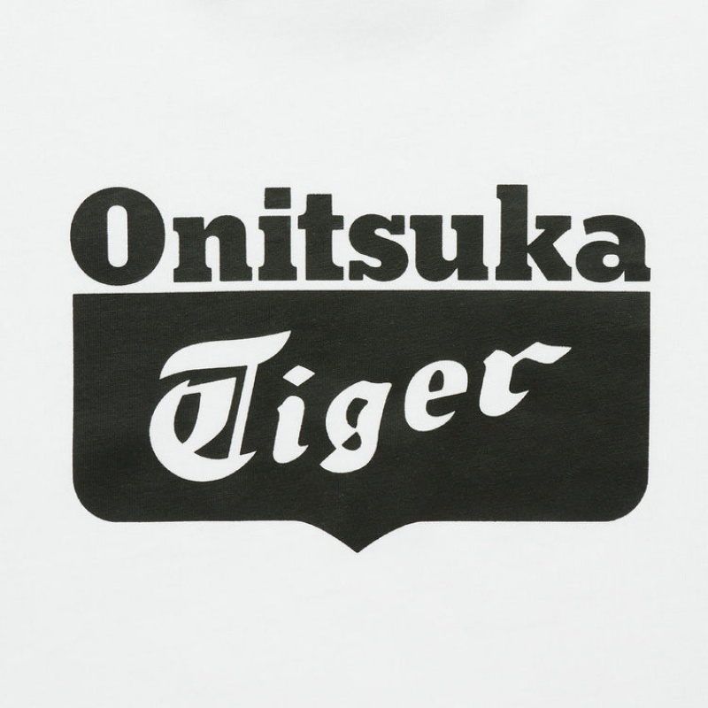 White Men's Onitsuka Tiger Logo T Shirts Online India | C8G-2024