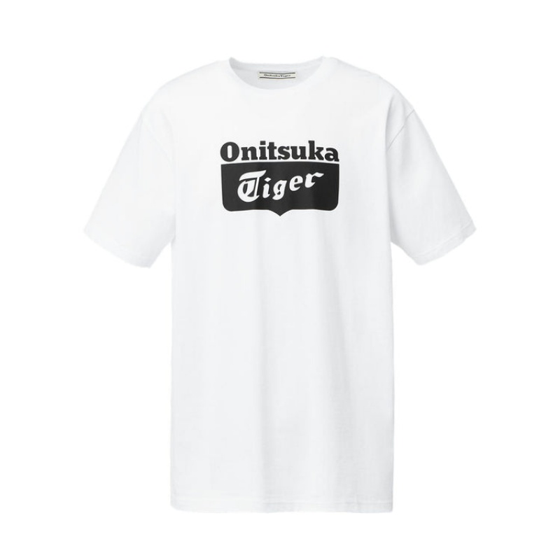 White Men\'s Onitsuka Tiger Logo T Shirts Online India | C8G-2024