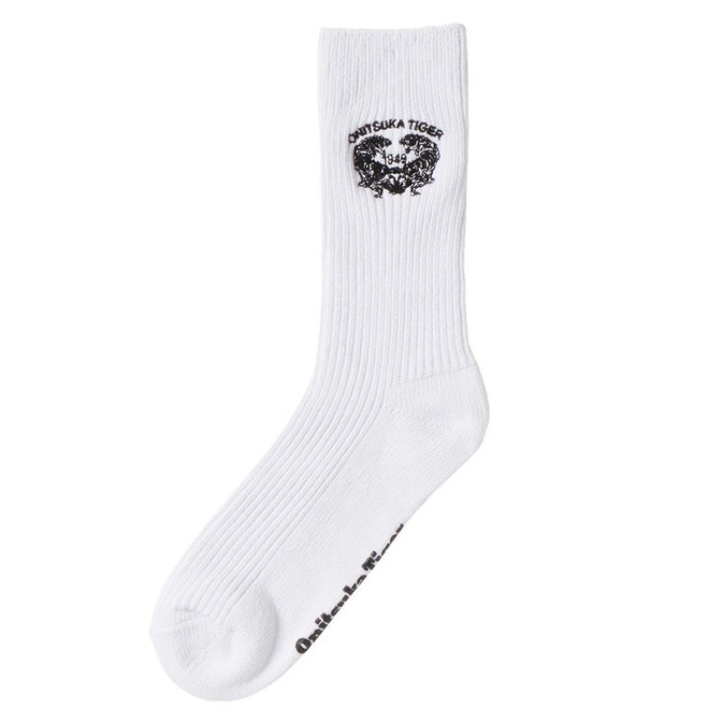 White Men's Onitsuka Tiger Middle Socks Online India | V4X-9986