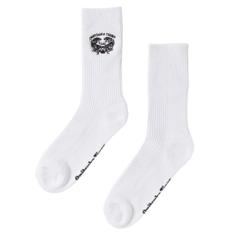 White Men\'s Onitsuka Tiger Middle Socks Online India | V4X-9986