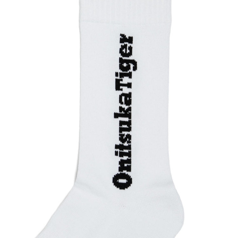 White Men's Onitsuka Tiger Ot Logo Socks Online India | C7X-4532