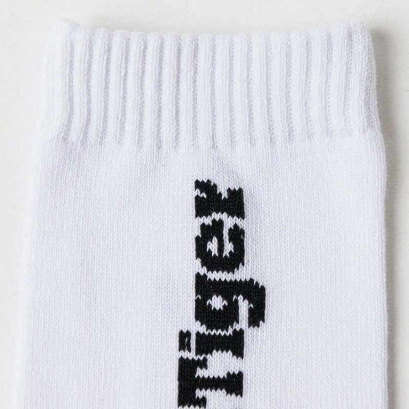 White Men's Onitsuka Tiger Ot Logo Socks Online India | C7X-4532