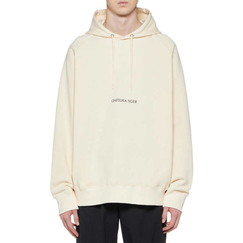 White Men's Onitsuka Tiger Sweat Hoodie Online India | C2U-2552