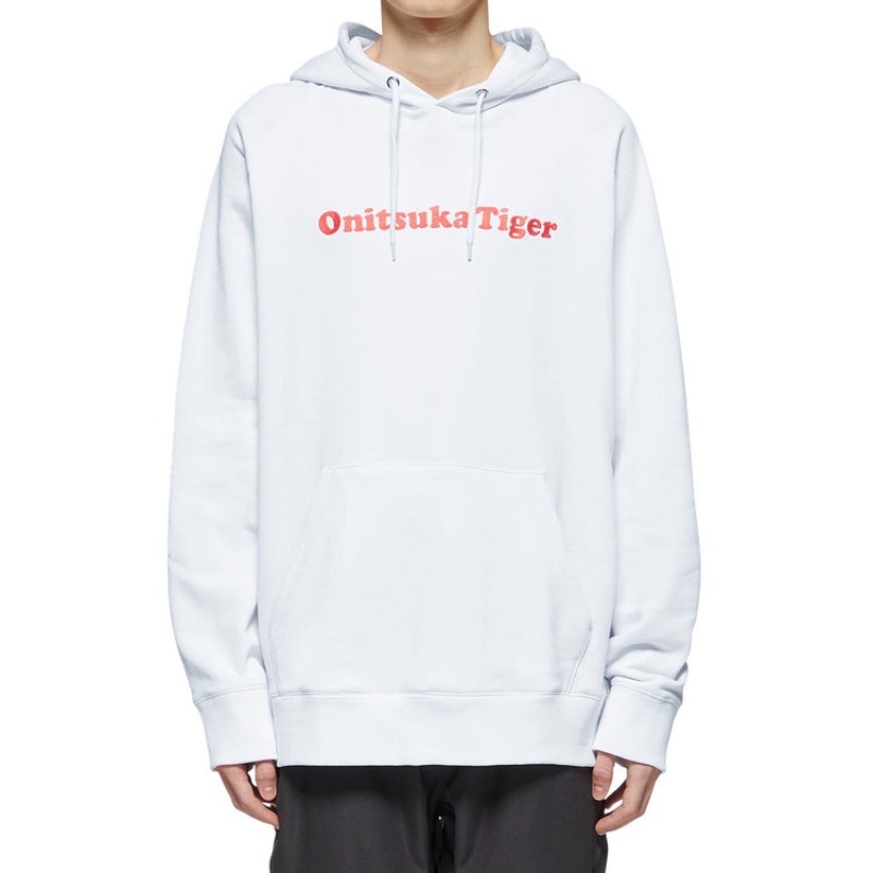 White Men's Onitsuka Tiger Sweat Hoodie Online India | I0X-0363