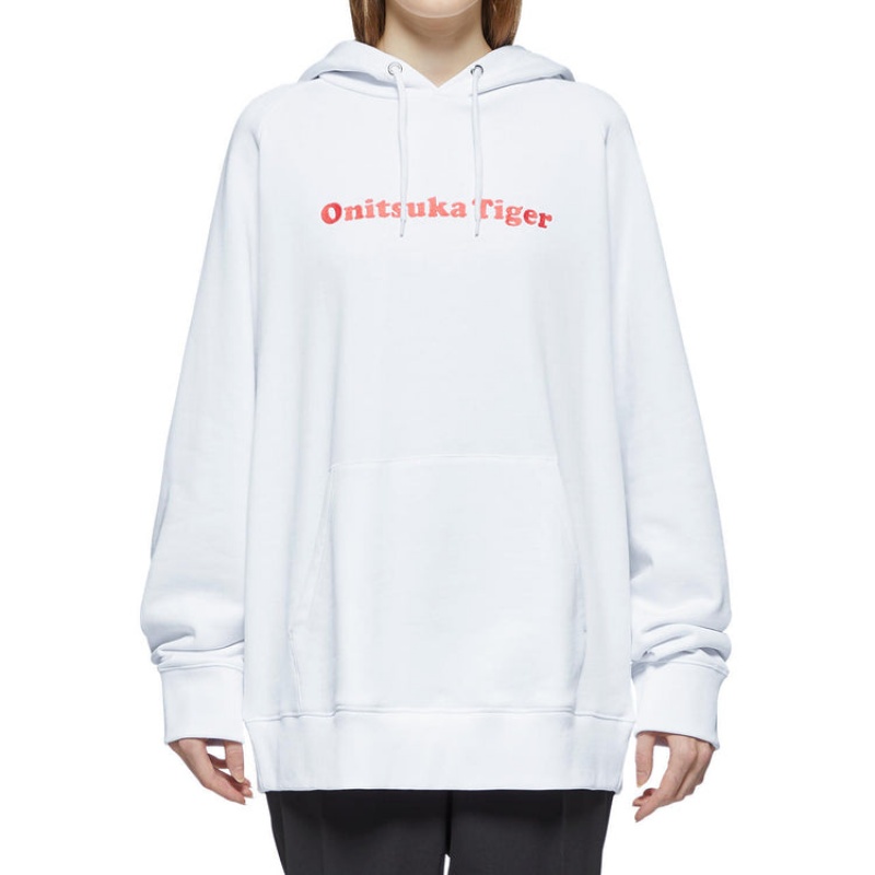 White Men's Onitsuka Tiger Sweat Hoodie Online India | I0X-0363