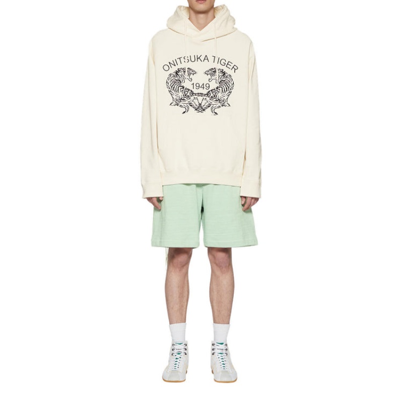 White Men's Onitsuka Tiger Sweat Hoodie Online India | V0D-8088