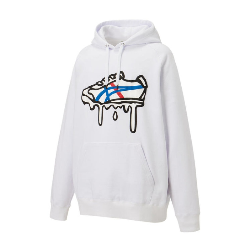 White Men's Onitsuka Tiger Sweat Hoodie Online India | K7A-9601