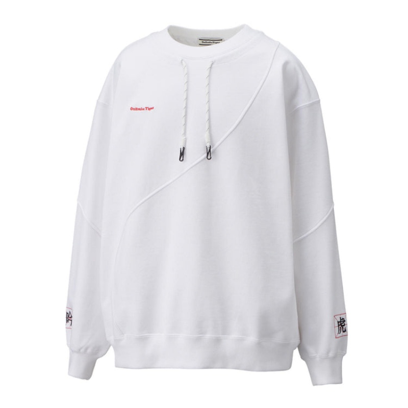 White Men's Onitsuka Tiger Sweatshirts Online India | F0J-2393