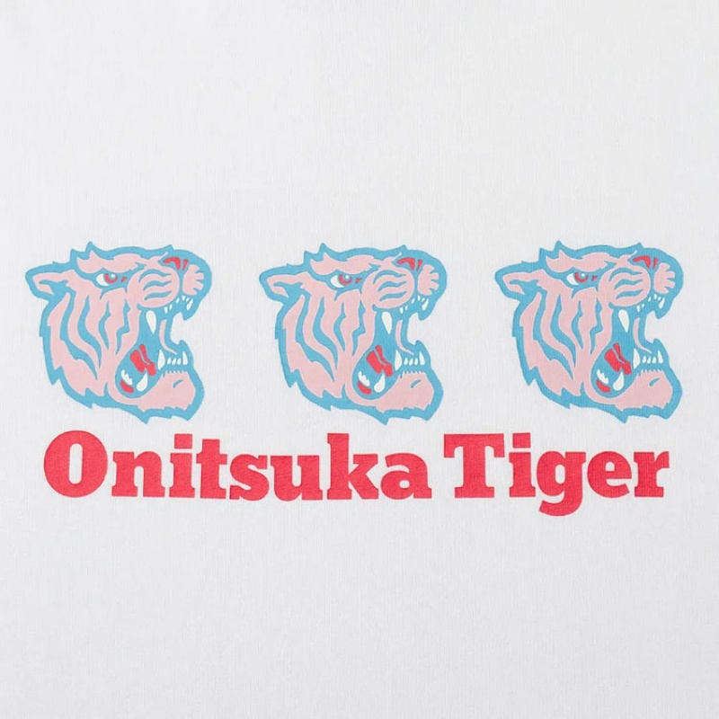 White Women's Onitsuka Tiger Graphic T Shirts Online India | O3P-5515