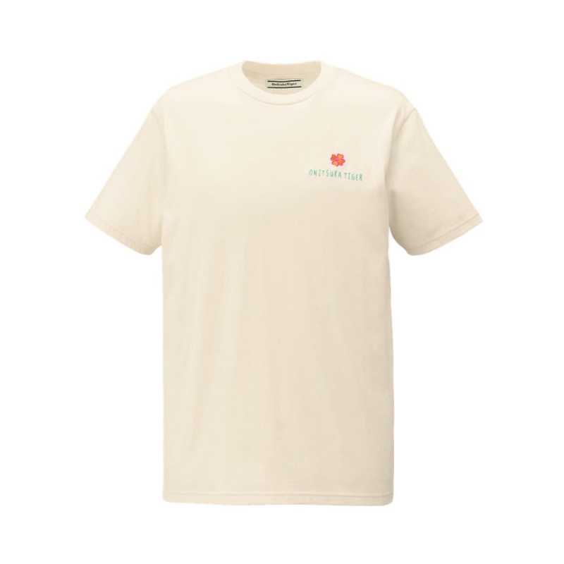 White Women's Onitsuka Tiger Graphic T Shirts Online India | G2E-4849