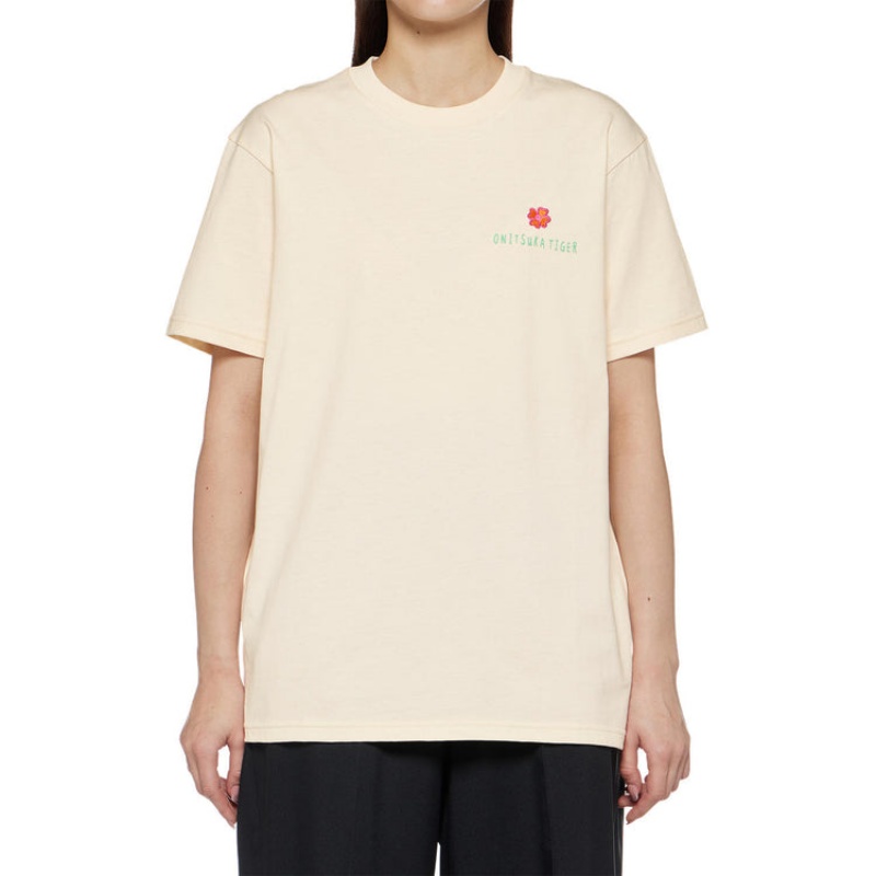 White Women's Onitsuka Tiger Graphic T Shirts Online India | G2E-4849