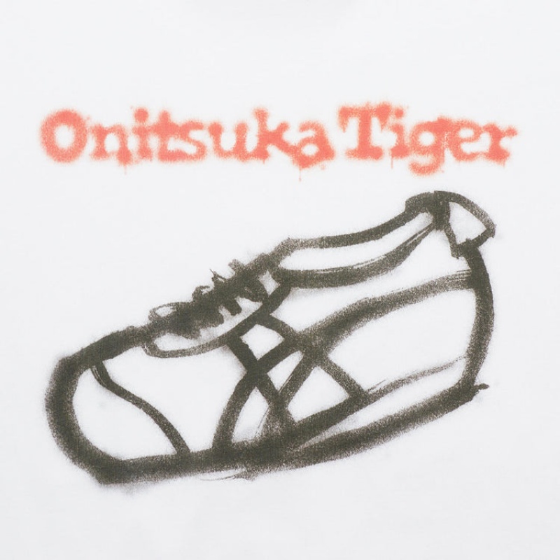 White Women's Onitsuka Tiger Graphic T Shirts Online India | N3O-6000