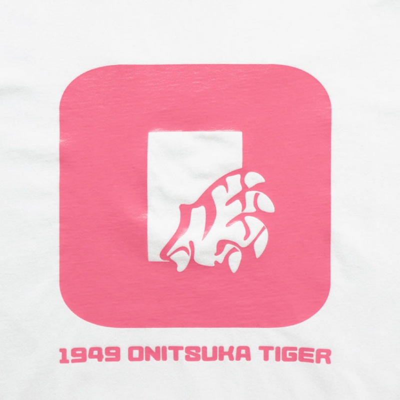 White Women's Onitsuka Tiger Graphic T Shirts Online India | B6B-5834