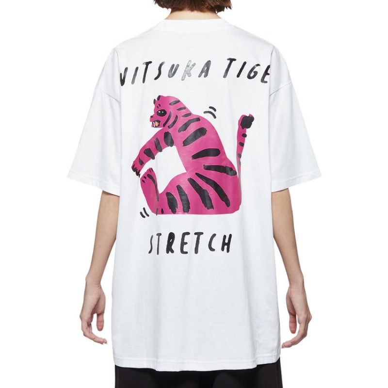 White Women's Onitsuka Tiger Graphic T Shirts Online India | Q9Q-3790