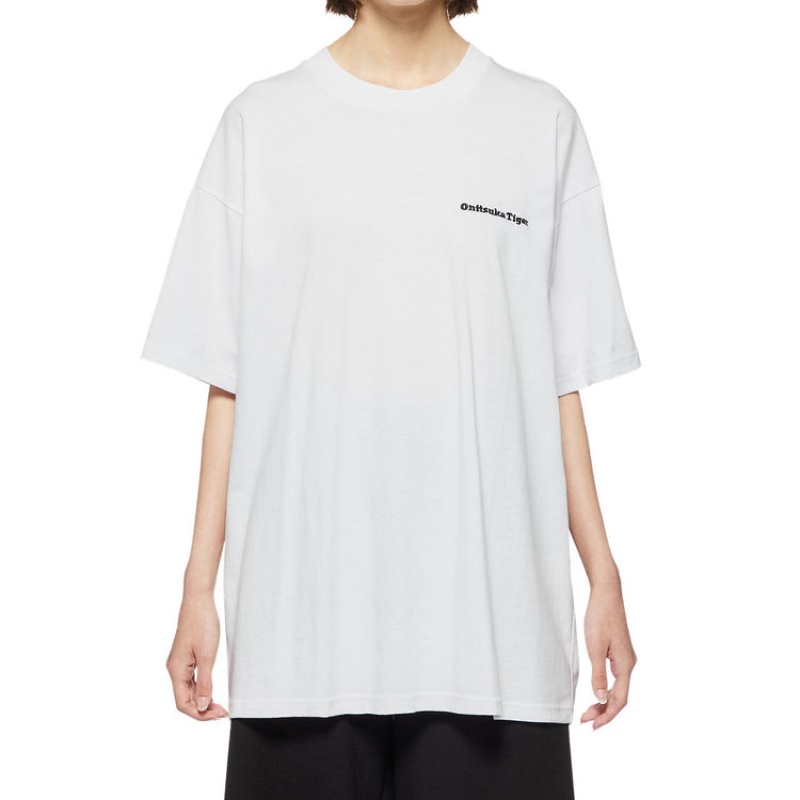 White Women's Onitsuka Tiger Graphic T Shirts Online India | O6T-4893