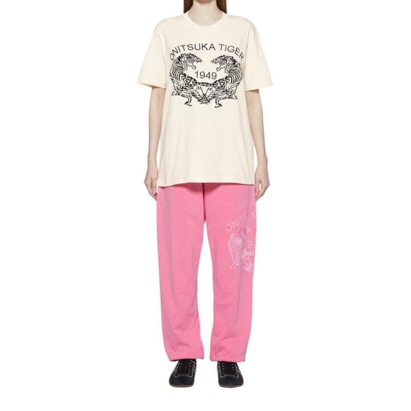 White Women's Onitsuka Tiger Graphic T Shirts Online India | Q4M-7365