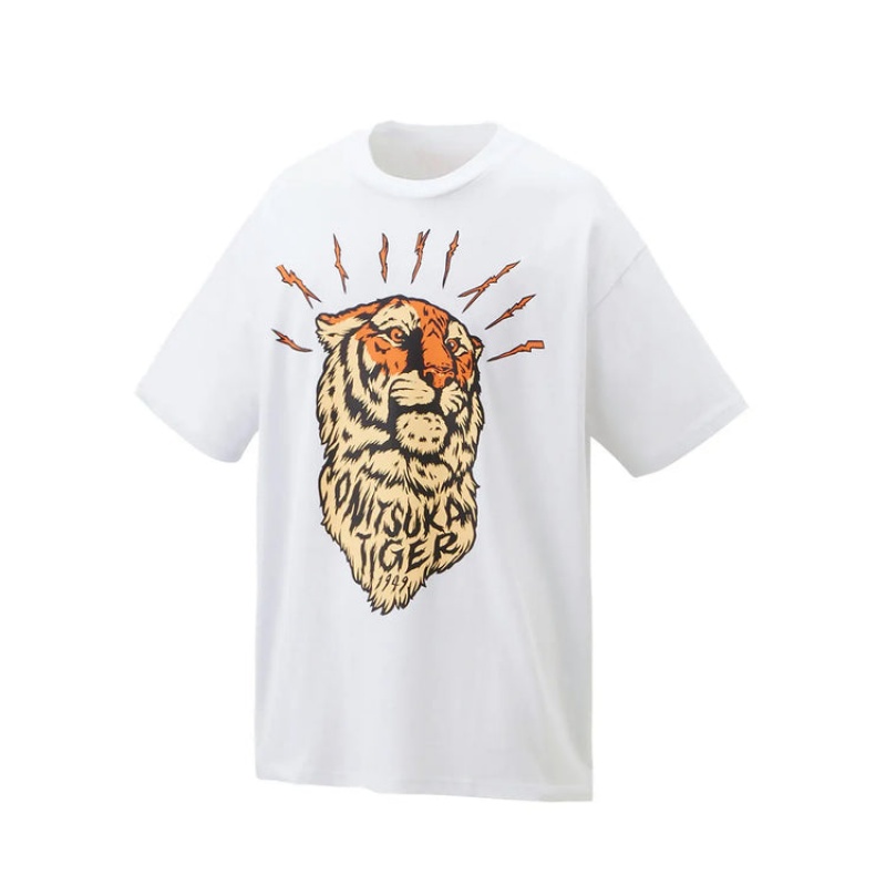 White Women's Onitsuka Tiger Graphic T Shirts Online India | V6I-8303