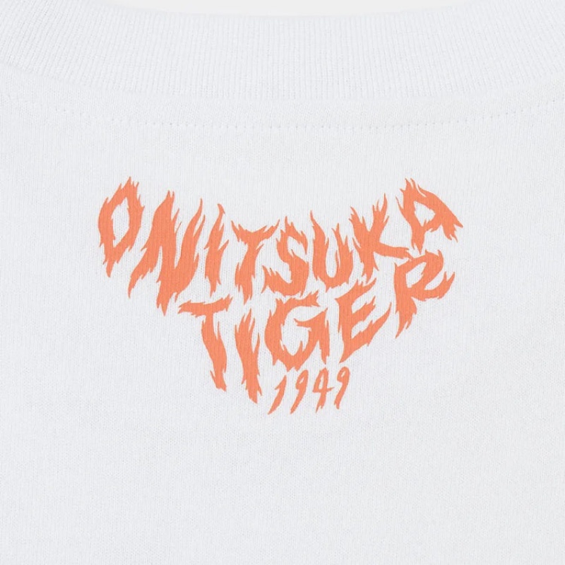 White Women's Onitsuka Tiger Graphic T Shirts Online India | V6I-8303