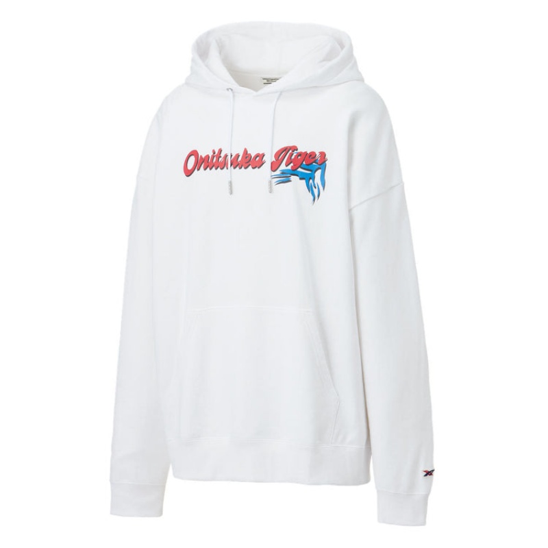 White Women's Onitsuka Tiger Hoodie Online India | D4S-9086