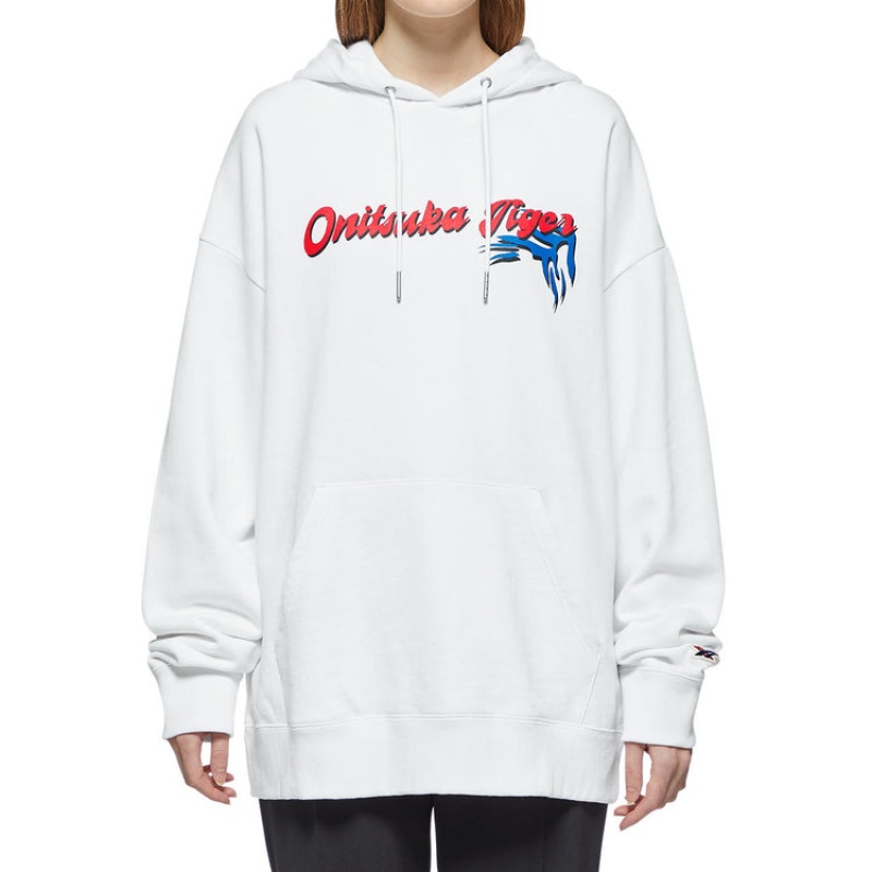 White Women's Onitsuka Tiger Hoodie Online India | D4S-9086