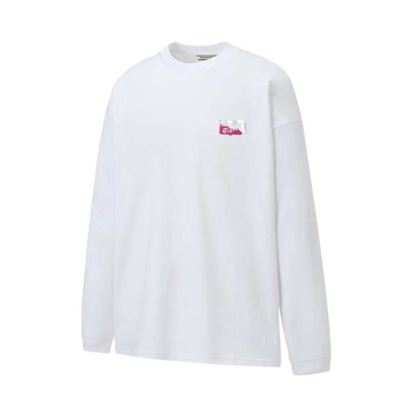 White Women's Onitsuka Tiger LS Graphic T Shirts Online India | A8G-2518